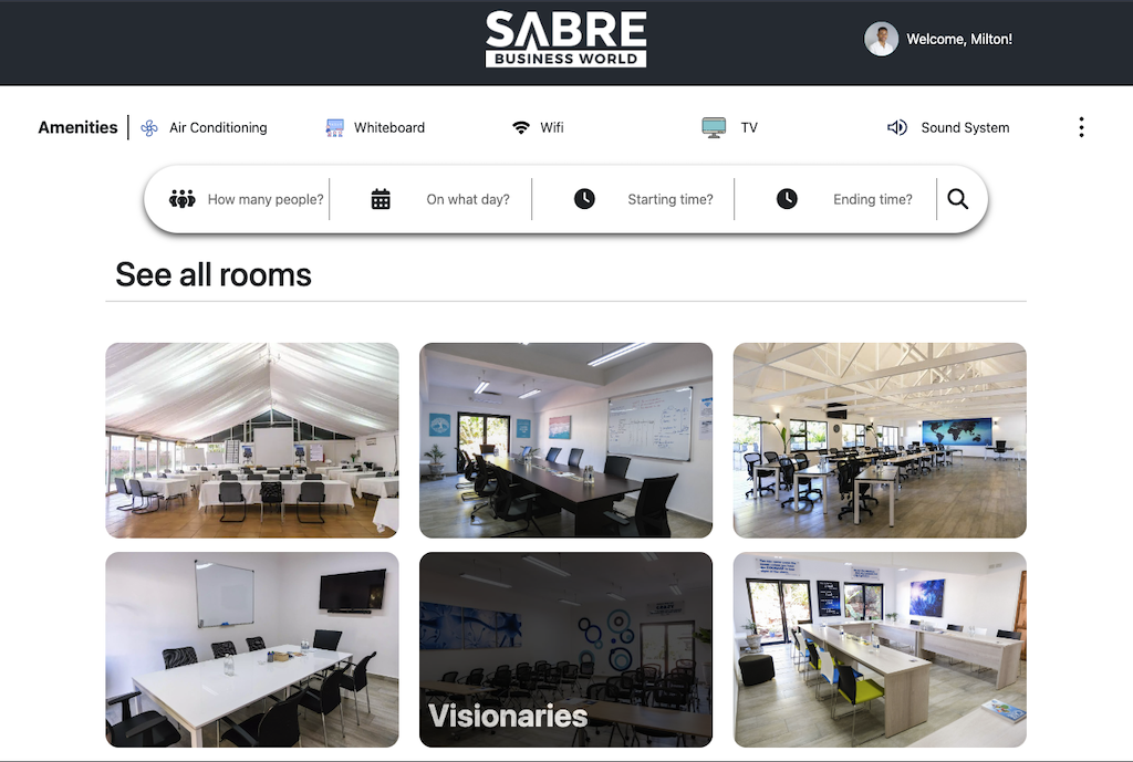 Booking System Home Page